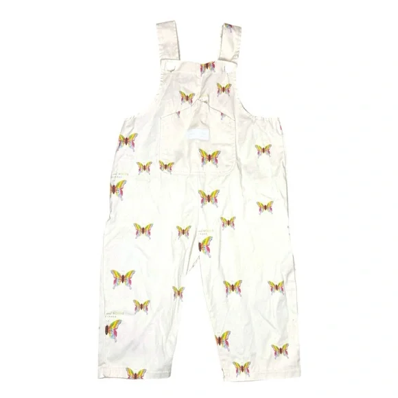 Blythe & Bodhi Toddler Cream Multi Color Butterfly Print Overalls size 2 - Picture 2 of 6